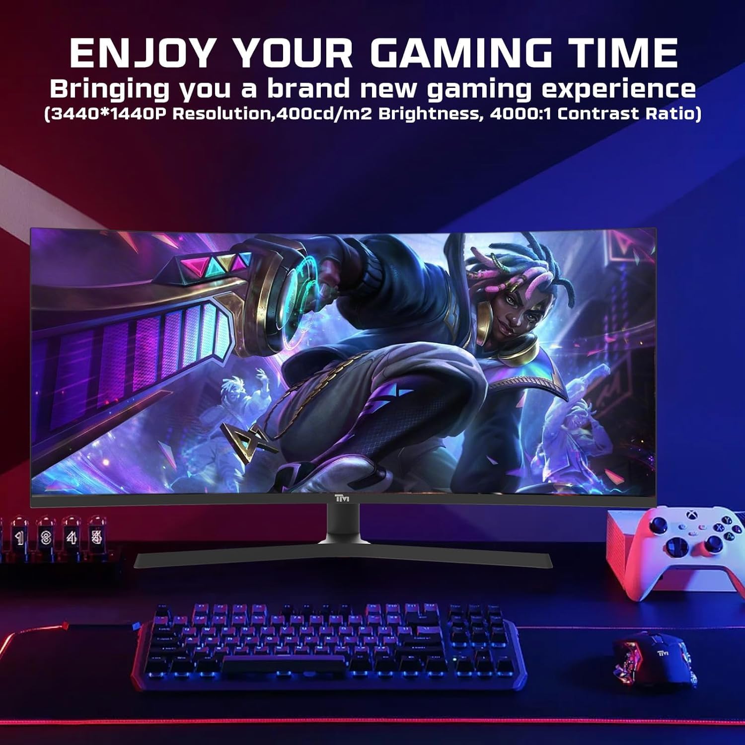 Twisted Minds Monitor da Gioco Fast IPS Display 34'' - Risoluzione 2560 x 1440 QHD, Frequenza Aggiornamento 165 Hz, Rapporto d'Aspetto 21:9, Tempo di Risposta 1ms - Nero (TM34RWA)