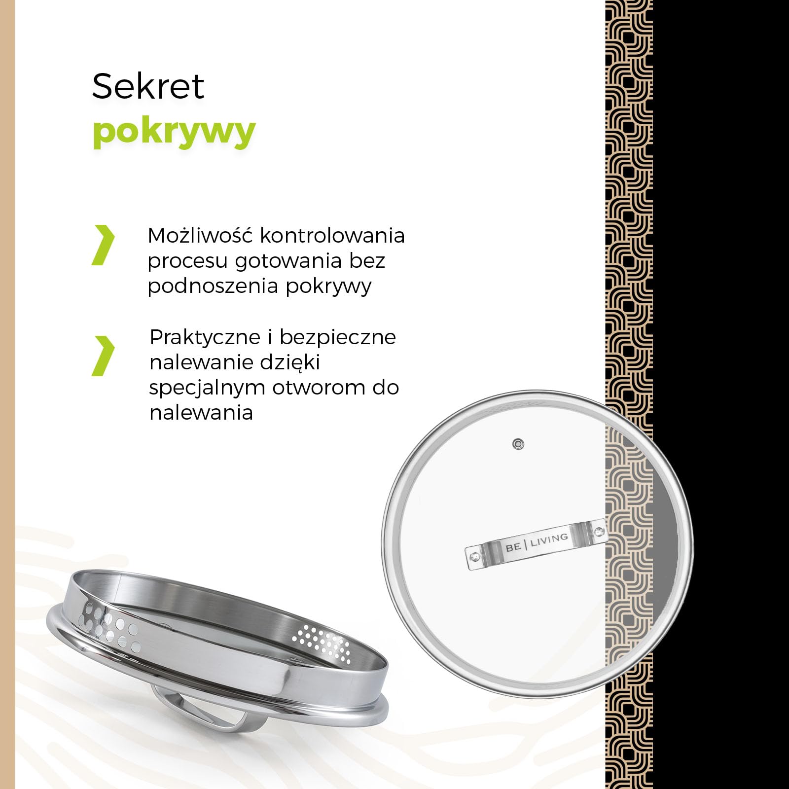 Be Living 3-częściowy garnek do makaronu – Ø 24 cm (7,5 l), duży garnek do gotowania makaronu ze stali nierdzewnej z sitkiem, indukcyjny garnek do spaghetti ze szklaną pokrywką, seria Vita