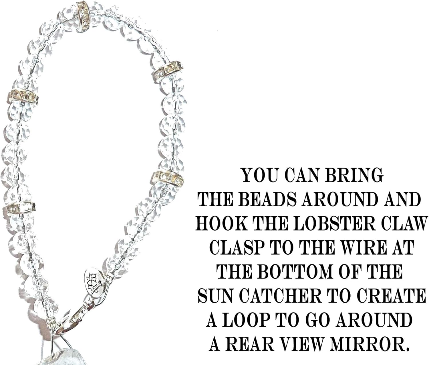 Hidden Hollow Beads Crystal Suncatcher Rear View Mirror 30mm Hanging Ornament Crystal Sphere & Rhinestone Beaded Design Indoor Window & Home Décor (3-30mm Crystals) - Image 4