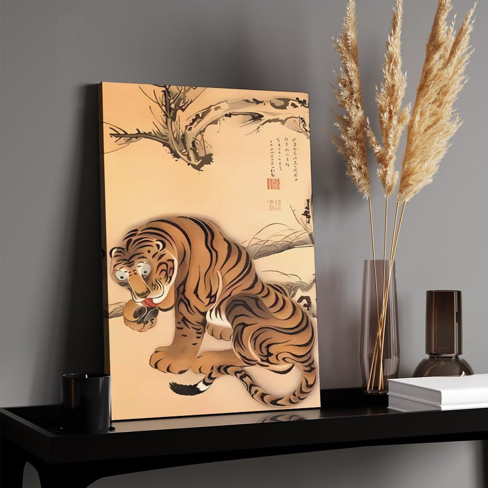 Amazon.co.jp: 伊藤若冲シリーズ 虎図 キャンバス絵画 アートパネル