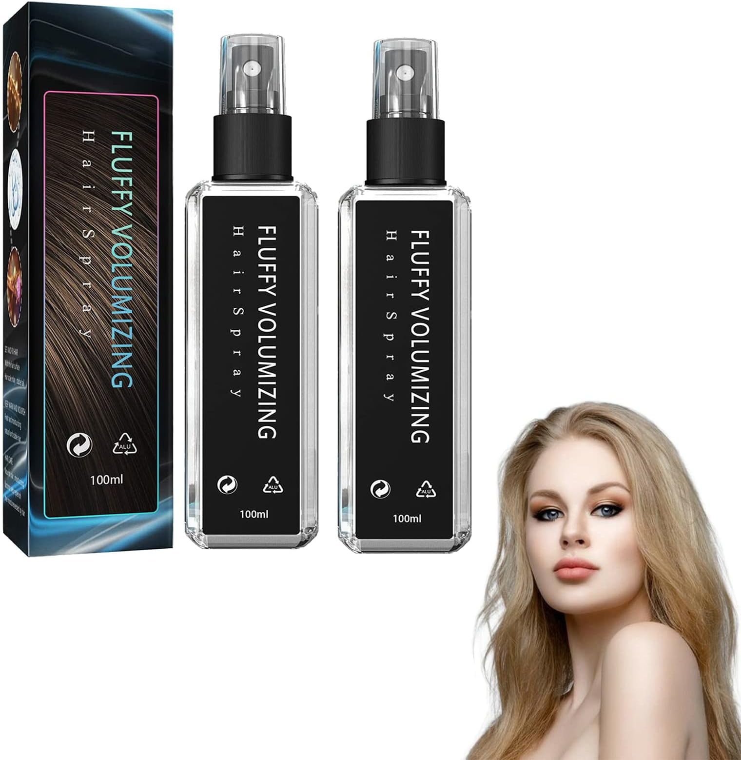 Glee ice Hair Thickening Spray, Natural Plant Protein Hair Thickening Spray, Fluffy Volumizing Hair Spray, Instant Volumizing Spray Non Greasy & Long-lasting (100ML, 2PCS)