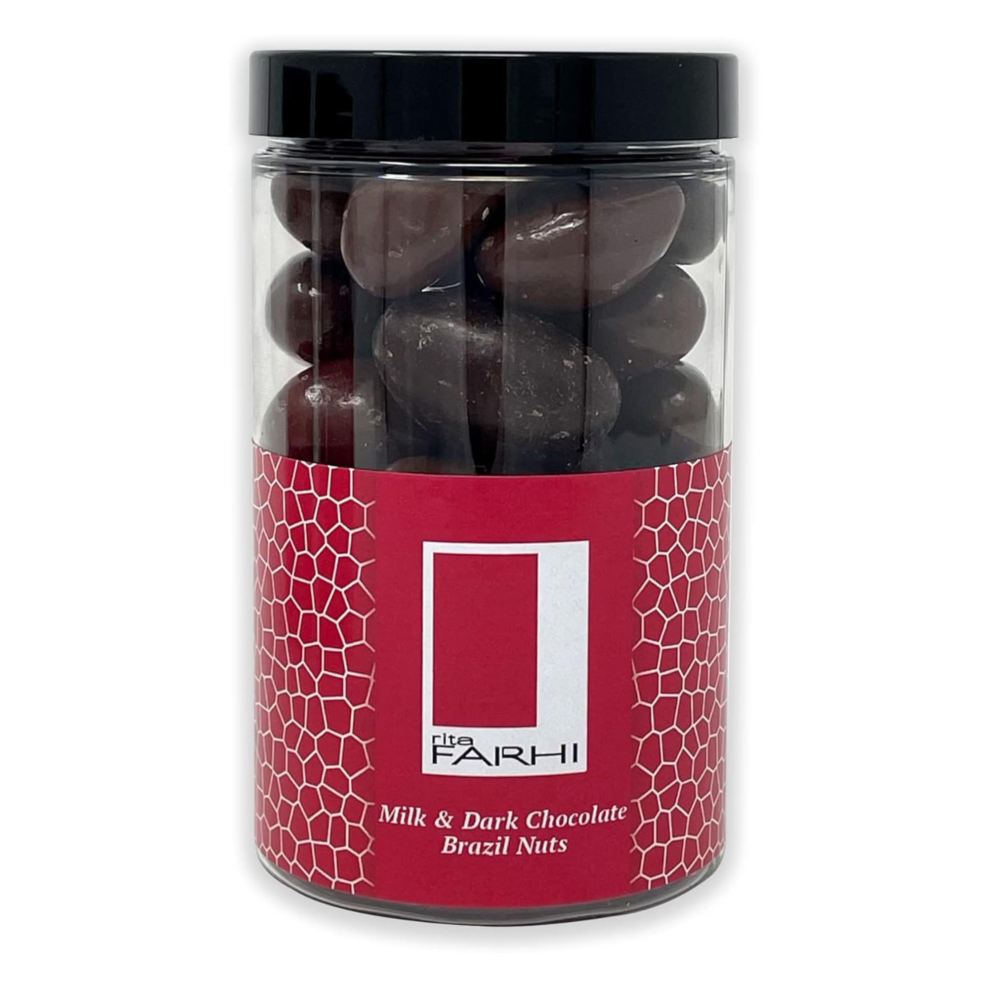 – Rita Farhi Milk & Dark Chocolate Coated Brazil Nuts 290g – Premium Belgian Chocolate Selection, Palm Oil Free Luxury Gift Jar