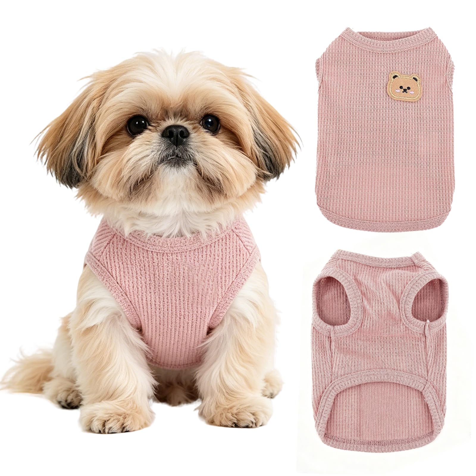 ChAusa Summer Dog Clothes, Soft Tank Top Sleeveless Vest, Cute Bear Pattern