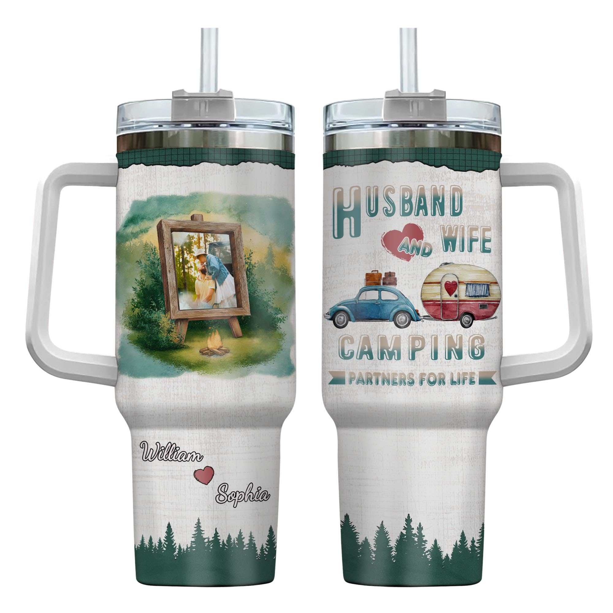 Personalized Camping 40oz Tumbler, Custom Name Camping Tumbler, Custom Photo 40oz Tumbler, Add your own photo, Camping Tumbler, Gift For Camper, Camping Gifts, Camping Lover, Romantic Couple