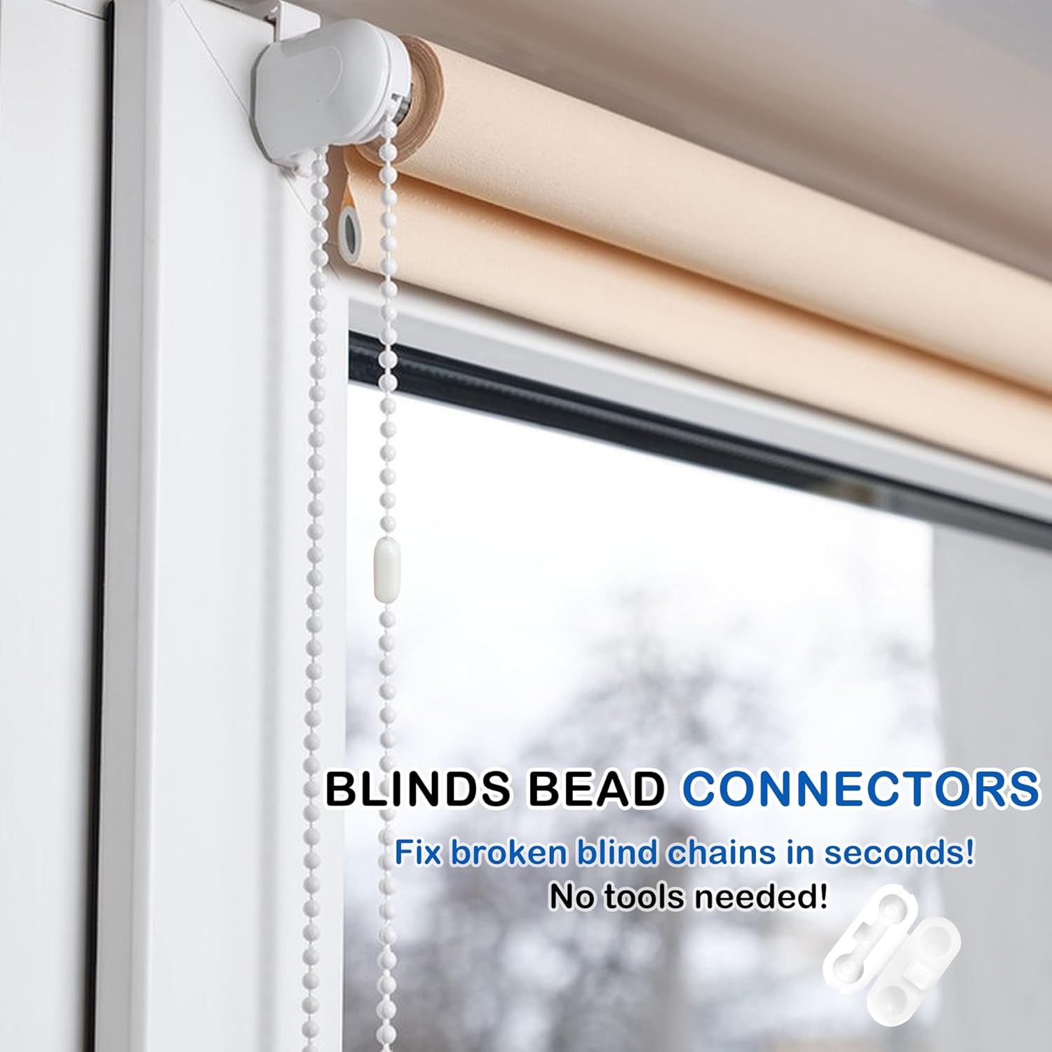 BlingKingdom 12 PCS Roller Blind Chain Connector Clips Replacement Window Beaded Pull Ball Chain Link Connector Shades Cord Fixer for 4.5 mm Roller, Roman, Vertical Blinds - Plastic - Image 2