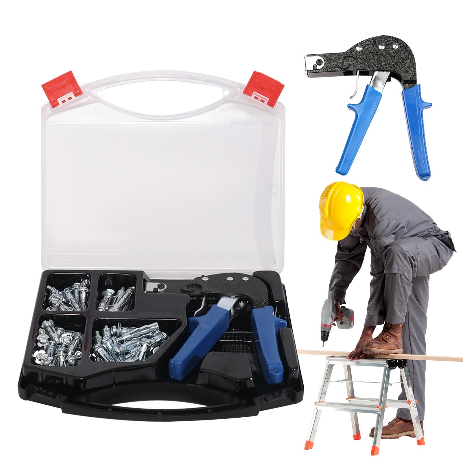 Set di attrezzi per ancoraggi a parete cava – Set di attrezzi per ancoraggi a parete in metallo | 72 x set di viti a parete cava in metallo, ancoraggio a parete in metallo e set di viti per muro a | ancoraggi a parete in metallo | 72 x set di viti a paret