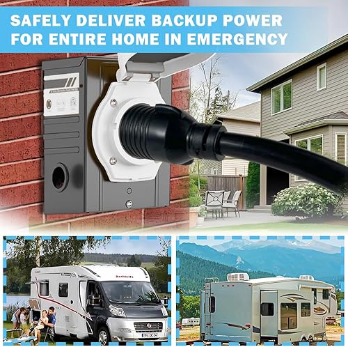 Miniatura 6 de NEMA 3 pies L14-30P a 50A SS2-50R con anillo de bloqueo 120V/240 30 Amp 4 clavijas macho a 4 puntas Twist Lock Receptáculo Generador RV Marine Shore