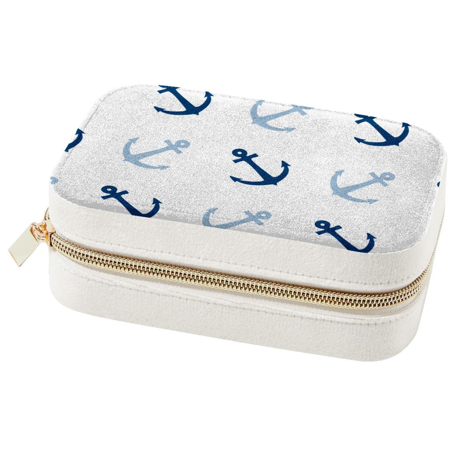 Boîte à bijoux de voyage ancre bleue pour ranger boucles d'oreilles sans perdre les paires