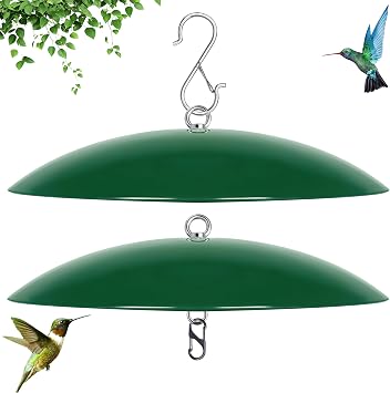 13" Bird Feeder Rain Cover,Bird Feeder Dome,Hummingbird Feeder Squirrel Guard,Proof Bird Feeders Baffle,Smart Birds Feeders UmbrellaGreen, 2Pack