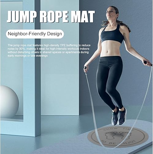 Miniatura 2 de Generic Alfombrilla de cuerda para saltar para interiores, equipo de absorción de golpes gris de 23.6 pulgadas, tapete de cuerda de saltar para