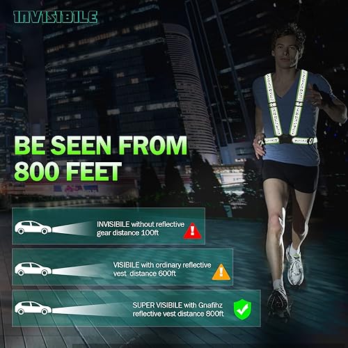 Miniatura 5 de Flevnev Chaleco reflectante para correr, paquete de 2 unidades, correas reflectantes para correr por la noche, ciclismo, motocicleta, pasear al