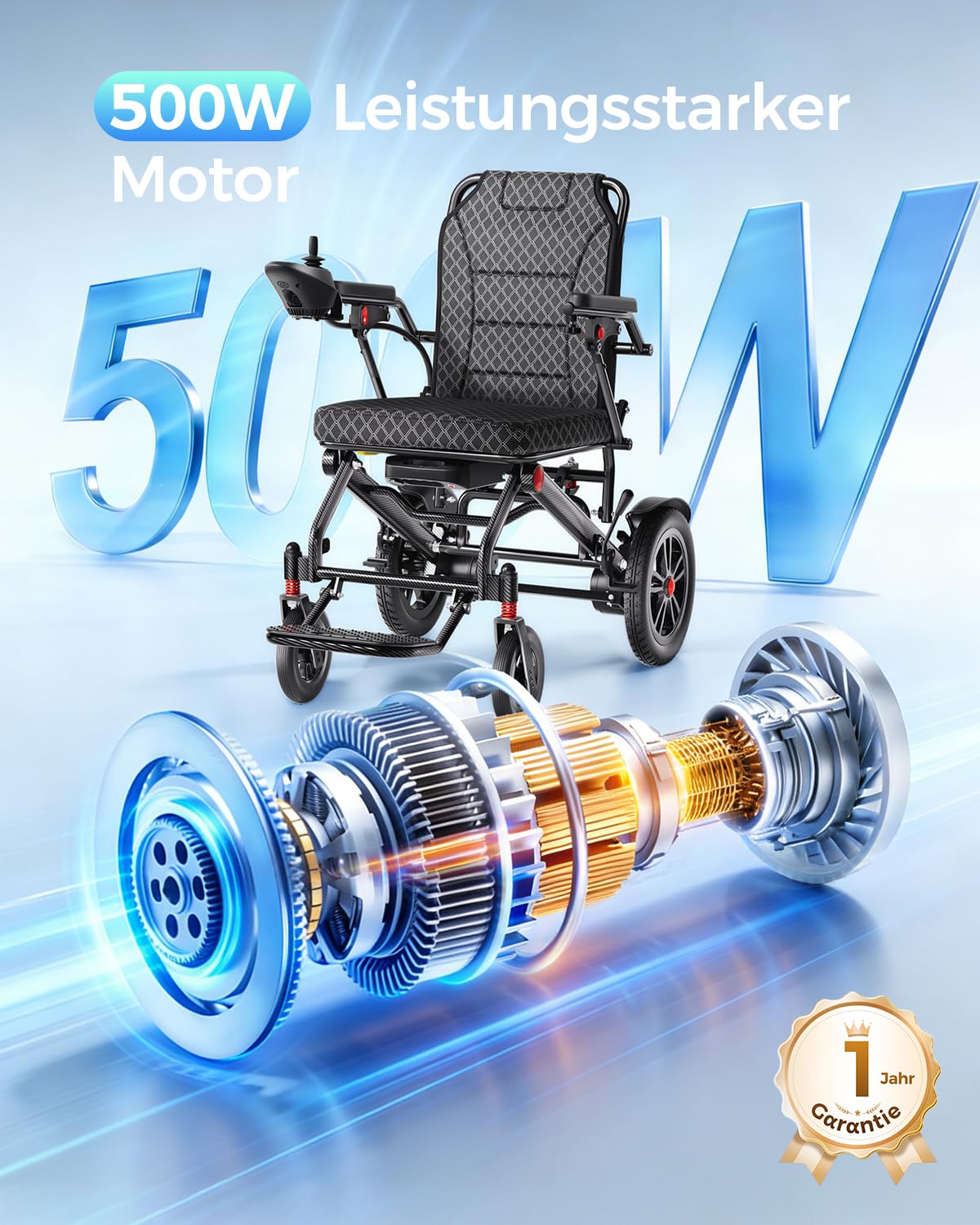 19KG Klappbar Ultraleichter Elektrischer Rollstuhl mit 20Ah Lithium-Akku | Reichweite 25 km, Zuhause & Außenbereich, Elektrische Rollstuhl aus Aluminium