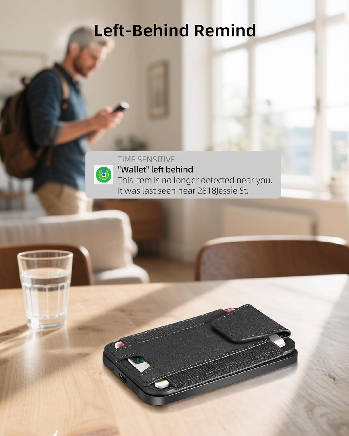 ExtreLife for Magsafe Wallet, Works with Apple Find My, Strongest Magnetic Wallet for iPhone 16/15/14/13/12 Series, Privacy Flap, Adjustable Stand, RFID Blocking, Black - Image 4