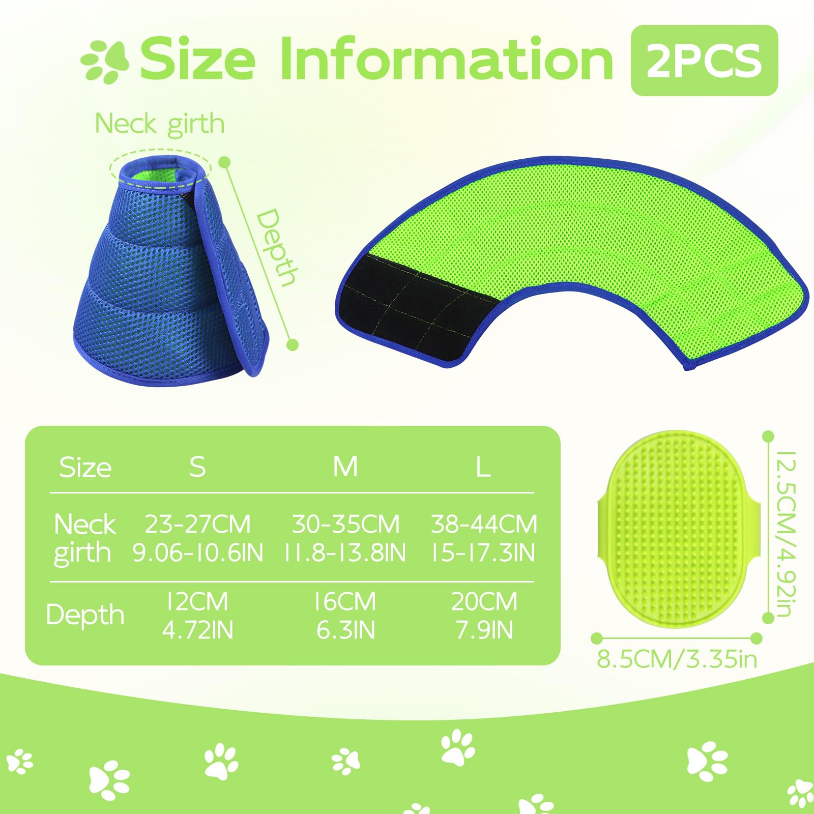 Recovery Collars for Dogs and Cats Adjustable Soft Dog Cone Collar for Prevent Licking with Dog Bath Brush Pet Protective Neck Collar After Surgery (Blue - Image 3
