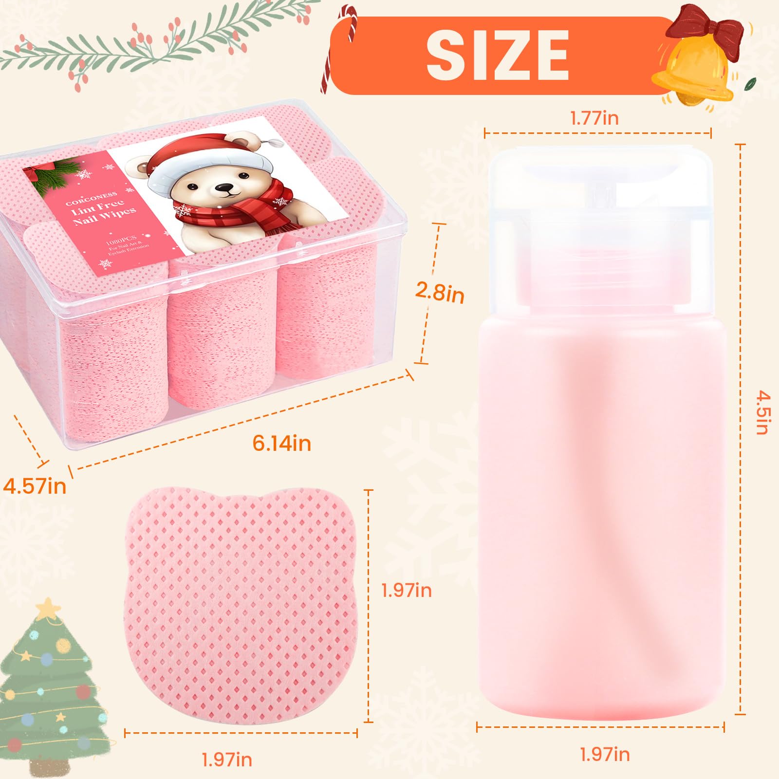 1080 toallitas para uñas sin pelusa con 2 dispensadores, toallitas removedoras de esmalte de uñas con dispensador de acetona, extensiones de pestañas, limpiador de pegamento, dispensador de