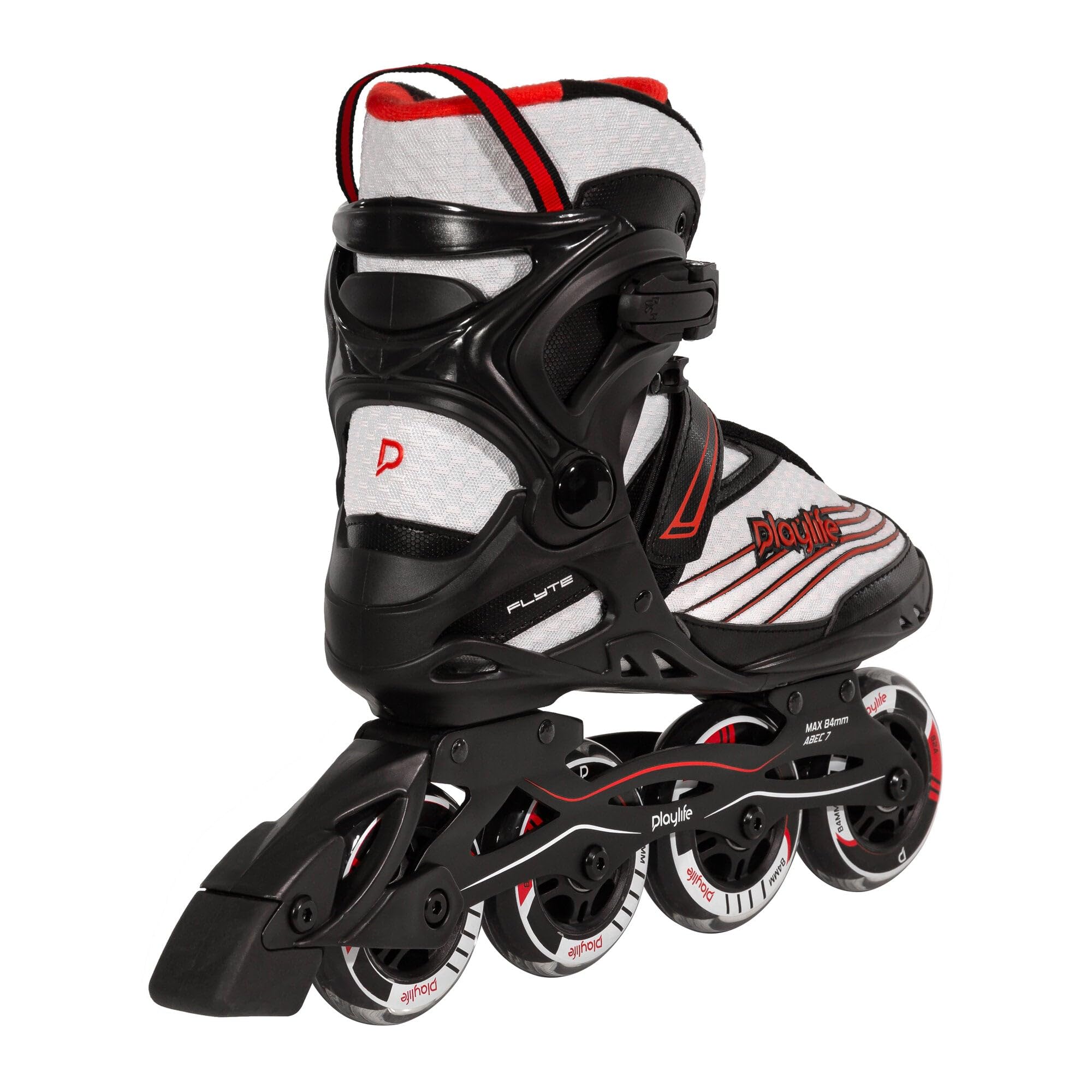 Playlife Patines en línea Flyte Black 84, negro/blanco, unisex, para hombre y mujer, ruedas de 84 mm/82 A, rodamientos ABEC 7, n.º 880267