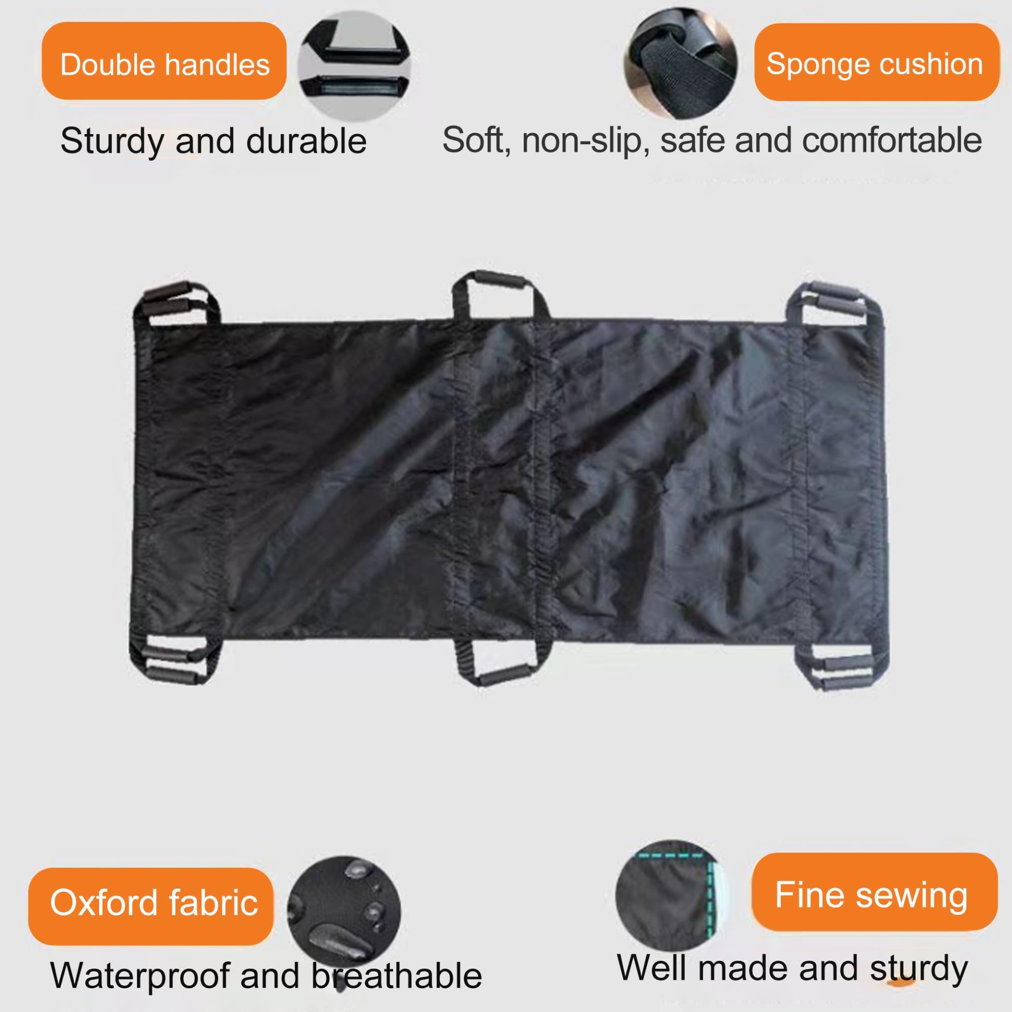 Brancard Pliant Portable Avec Poignées En Caoutchouc Mousse, Brancard Médical, Fait De Sangles En Nylon, Sûr Et Robuste, Conception Étanche, Mesure 43,3 X 27,5 Pouces, Supporte 220 Livres(Uitgebreid)