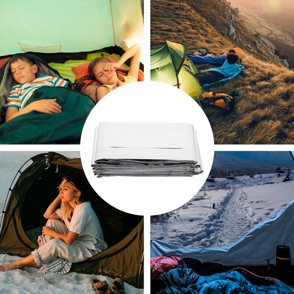 NULYLU Outdoor Emergency Blanket Thermal Insulation Reflective Aluminum Foil Portable Camping Blanket First Aid Kit Survival Gear