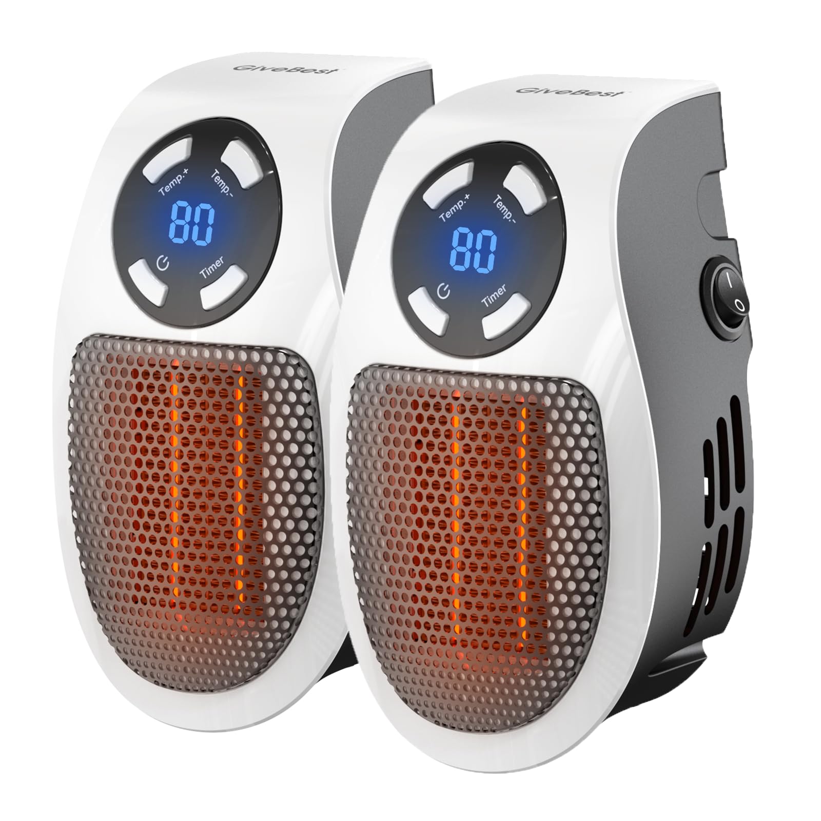 GiveBest Programmable Space Heater with LED Display, Remote Wall Outlet Electric Heater with Thermostat and Timer for Home Office Bathroom Indoor Use, Small Plug in 450 Watt Heater, ETL Listed — view 9