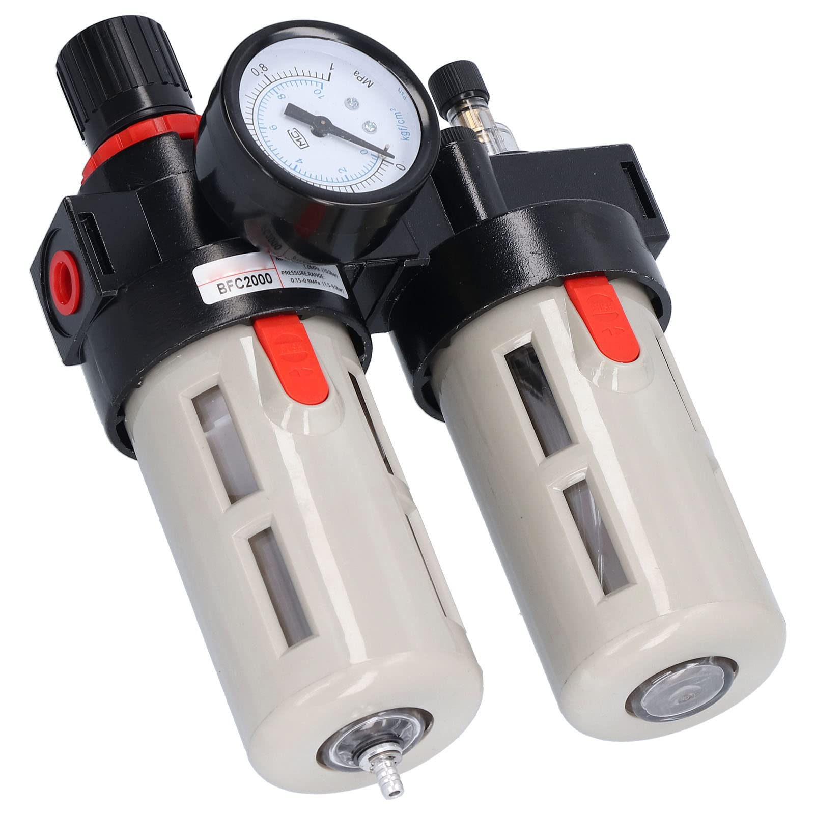 Regulador de Presión de Filtro de Aire Regulador de Filtro de Aire Comprimido de Aleación de Aluminio de 0,15 a 0,9 MPa con Indicador de Separación de Agua y Aceite para Equipos de (BFC2000)