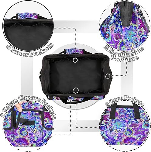 Miniatura 5 de Bolsa de herramientas náutica marina violeta rosa azul para hombres y mujeres, resistente con múltiples bolsillos de boca ancha, bolsa de