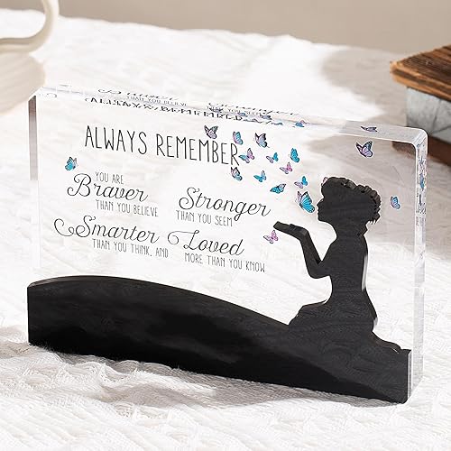 LukieJac Regalos inspiradores para mujeres amigas, decoración de escritorio motivacional, regalos de animación, placa acrílica magnética, regalos de