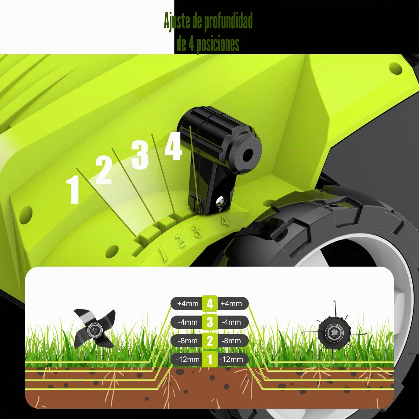 DEWINNER Escarificador eléctrico 2 en 1, aireador de césped 1500W, 32 cm de Ancho de Trabajo, Cesta de Recogida de 30 l, Ajustable en 4 Niveles de -12 Biz + 4 mm
