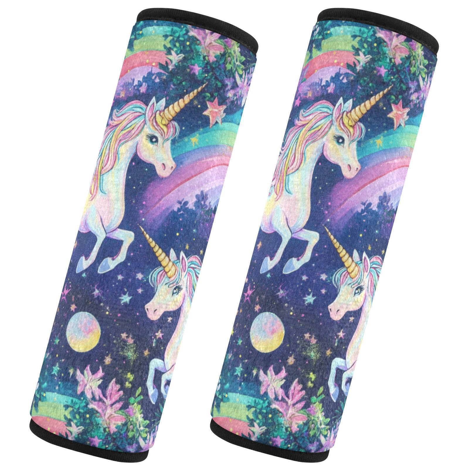 Seat Belt Covers 2 Pack Magical Unicorns Car Seat Strap Covers Super Soft Car Seat Neck Cover for Boys Girls Adults Babies S