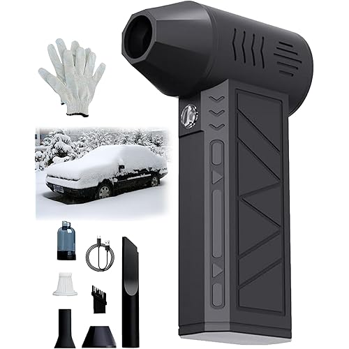 2026New LED Turbo Blower, 130,000 RPM Cordless Snow Blower for Car with 4000mah Battery, 5 Nozzles Handheld Mini Turbo Snow Blower for Cars & Driveways
