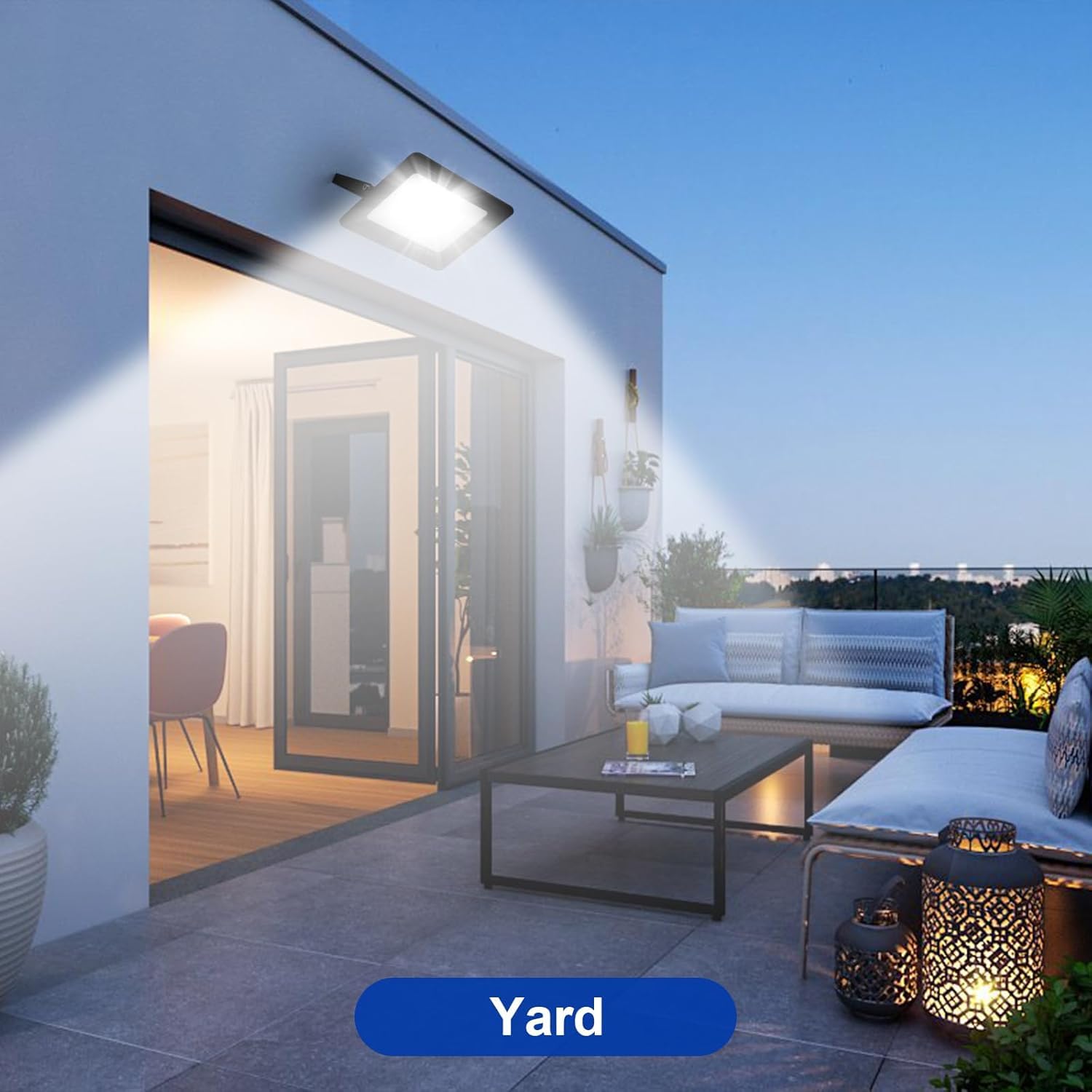 Faro LED Esterno 300W IP66 – Proiettore LED con CCT Switch 3000K 4000K 6500K, Alta Luminosità 33000lm, Impermeabile per Giardino Cortile Magazzino (Bianco/Grigio) FT02 (NERO)