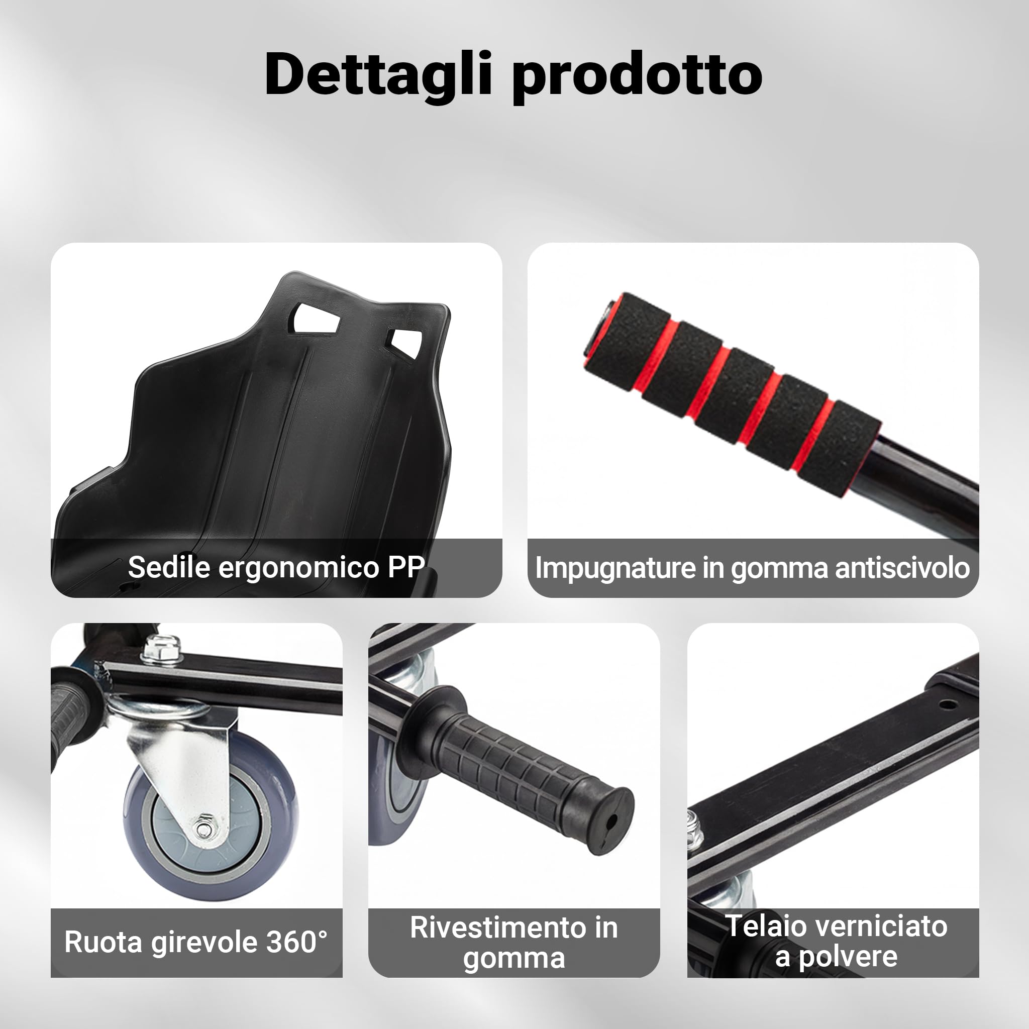 Wiltec Sedile per hoverboard max 120 kg nero, ergonomico, regolabile, per scooter elettrico autobilanciato