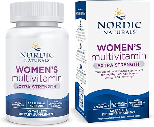 Nordic Naturals Womens Multivitamin Extra Strength, Unflavored - 60 Tablets - Support for Healthy Skin, Hair, Bones, Energy & Immunity - Non-GMO -