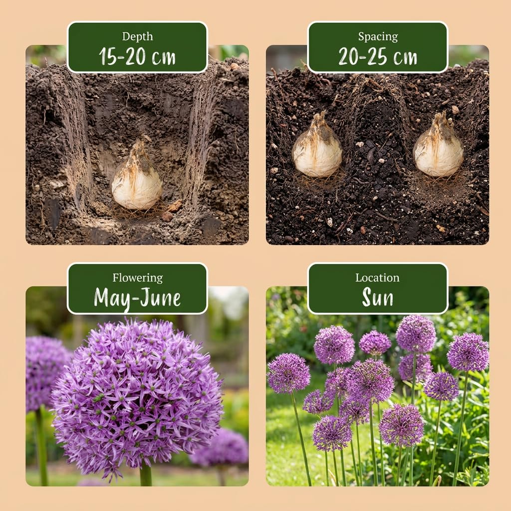 Green boutiQ - 64x Allium Gladiator - Ail ornemental Gladiator - Violet - Floraison estivale - Calibre 16/18