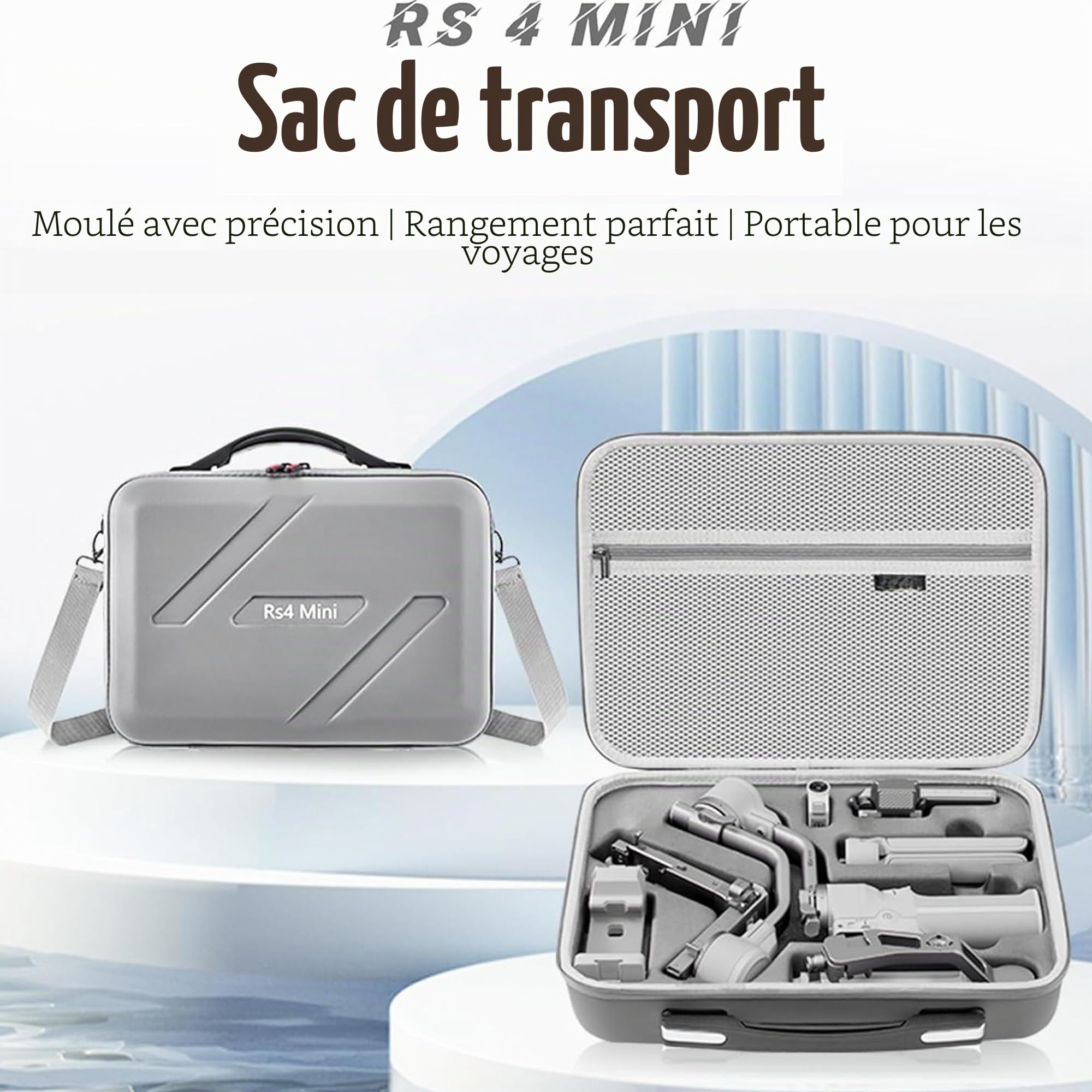 RS 4 Mini sac de rangement en cuir PU portable Sac de voyage Sac de voyage avec bandoulière pour DJI Ronin RS4 Mini Combo, stabilisateur de cardan et accessoires