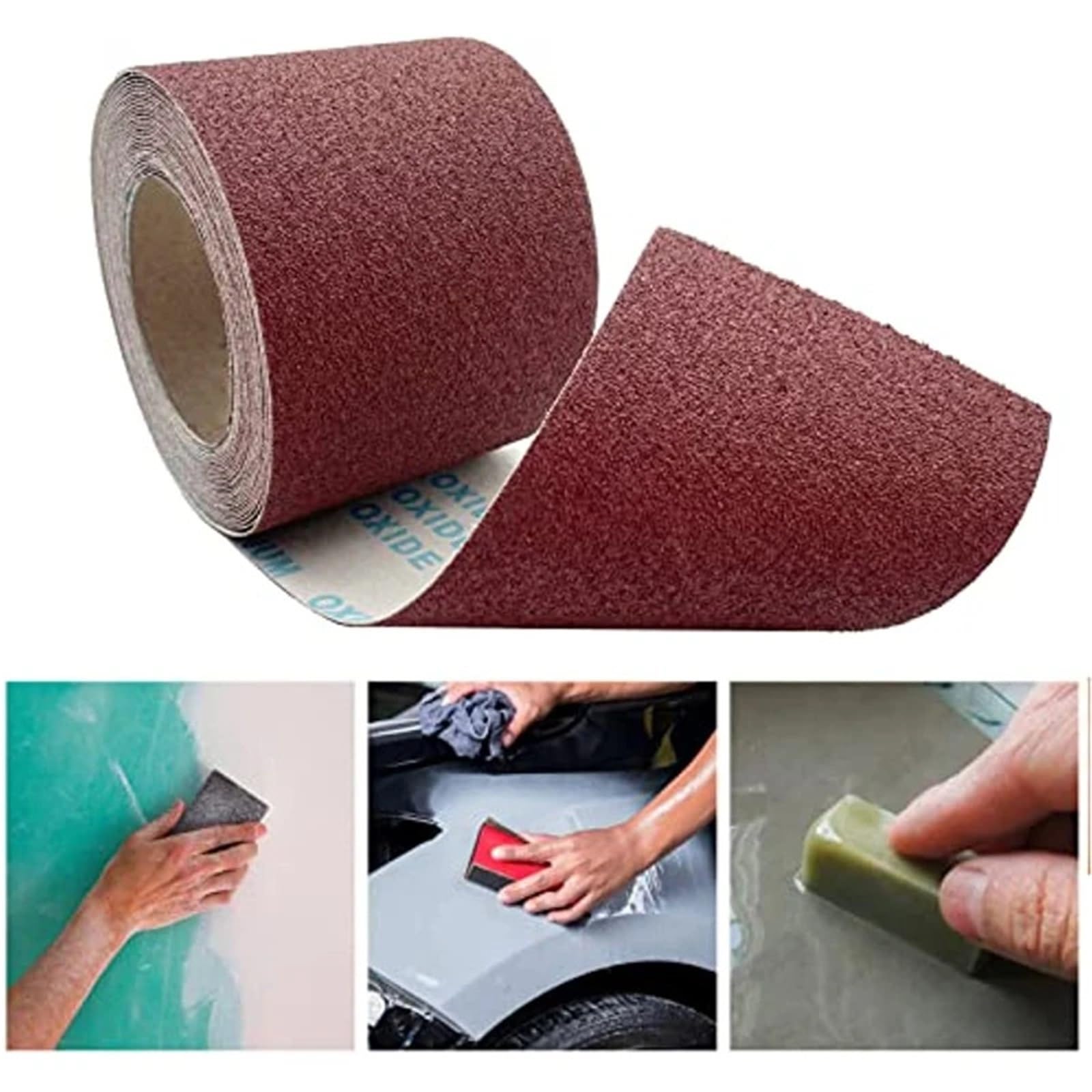 Rotolo di tela smeriglio Rotoli carta vetrata abrasiva pronti da avvolgere larghi 4,5 pollici for levigatura carpenteria in metallo, legno, vetro(320)