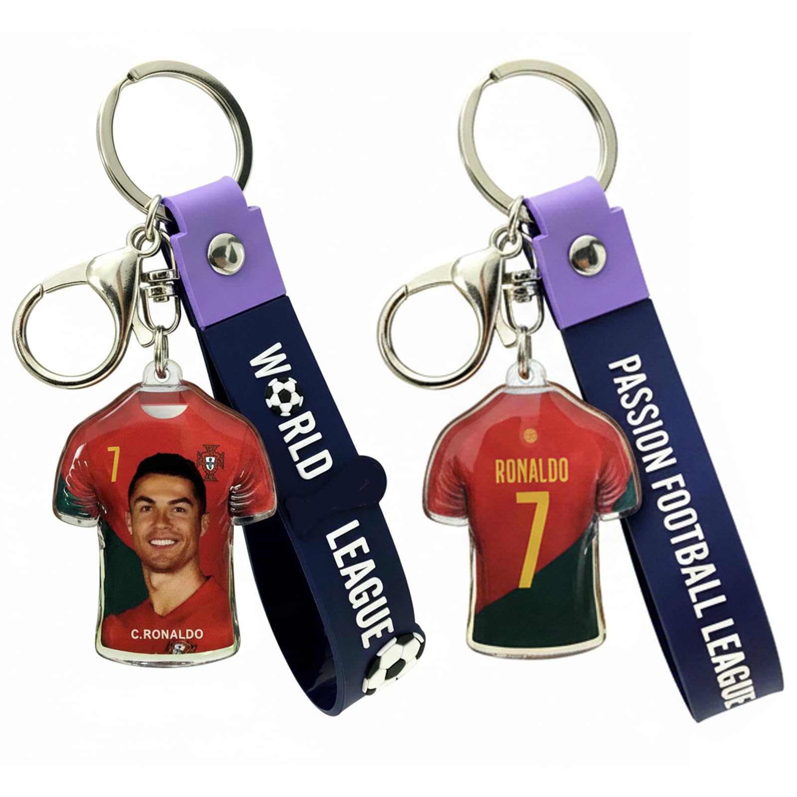 Yunlijia Unisex Red World Cup Football 2026 Portugal Football Star Keychain Double Sided Printing On Acrylic Drive Safe Keyring For Men Women Fans Friend Colleague Birthday Decoration Gifts Souvenir For Backpack Car