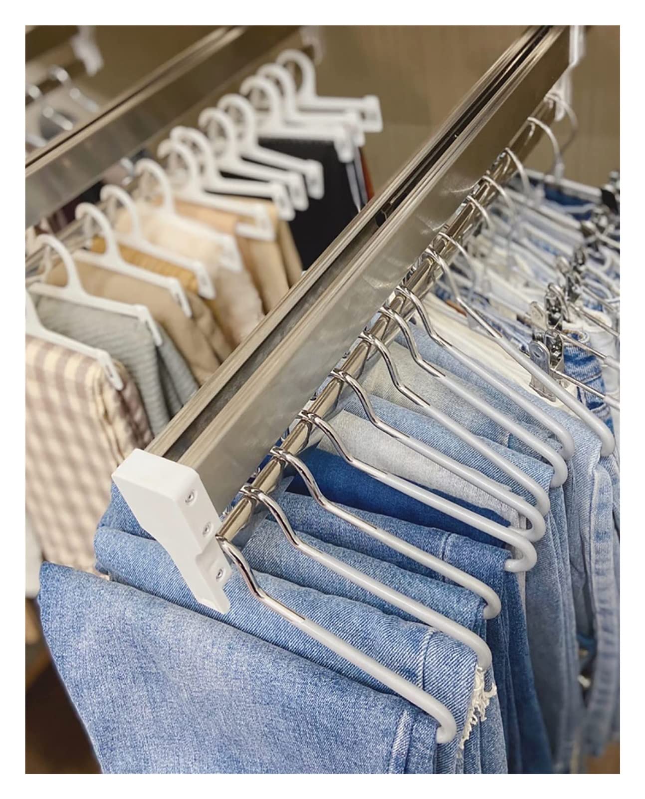 Perchero extraíble de acero inoxidable ajustable de 30 a 80 cm, perchero telescópico extraíble para pantalones, organizador de pantalones y abrigos de aleación de aluminio (400 mm / 15.7in)