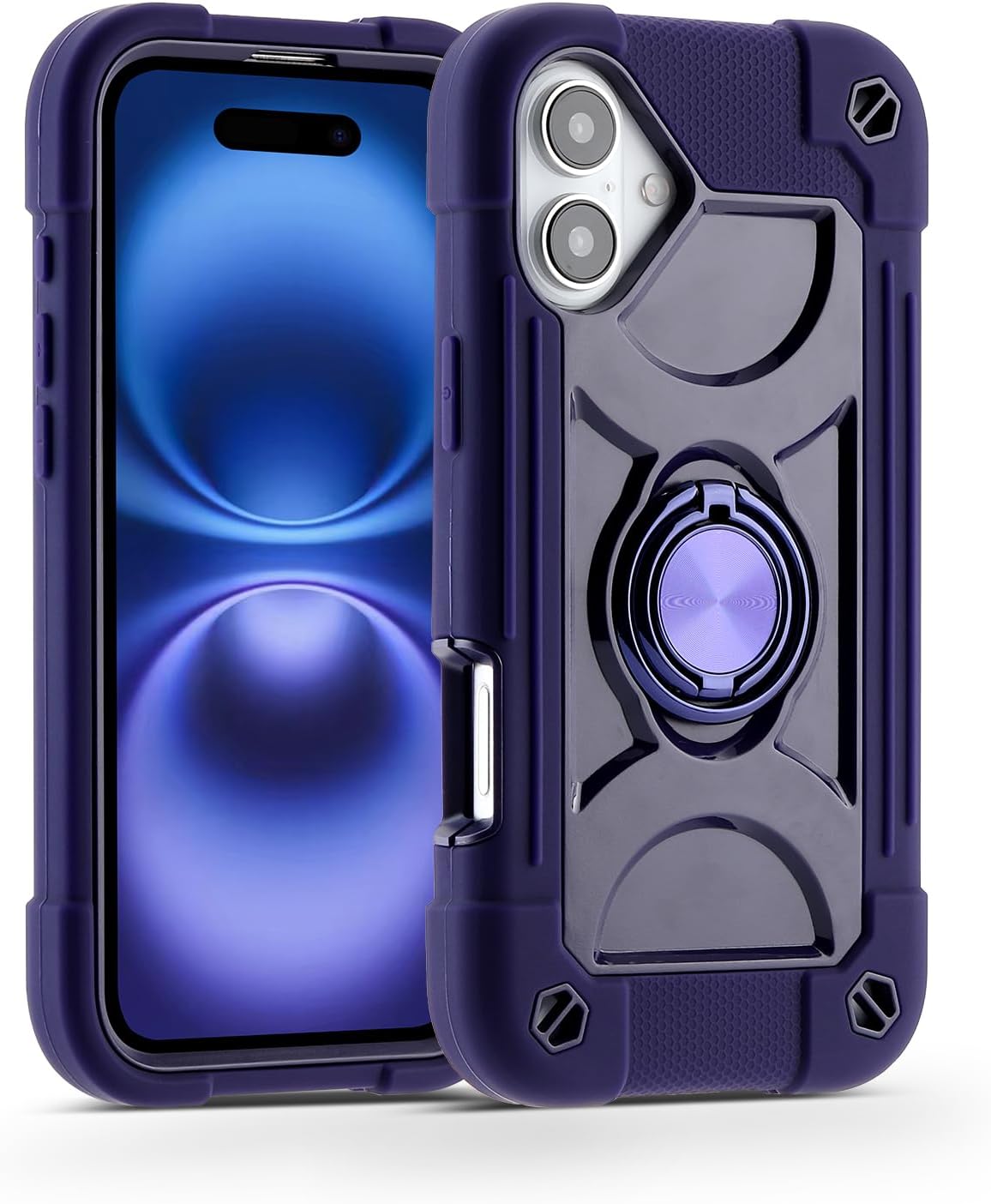 MARKILL Compatible with iPhone 16 Plus Case 6.7 Inch with 360 Degree Rotate Ring Stand, Military Grade Drop Protection Full Body Rugged Protective iPhone 16 Plus Case Kids