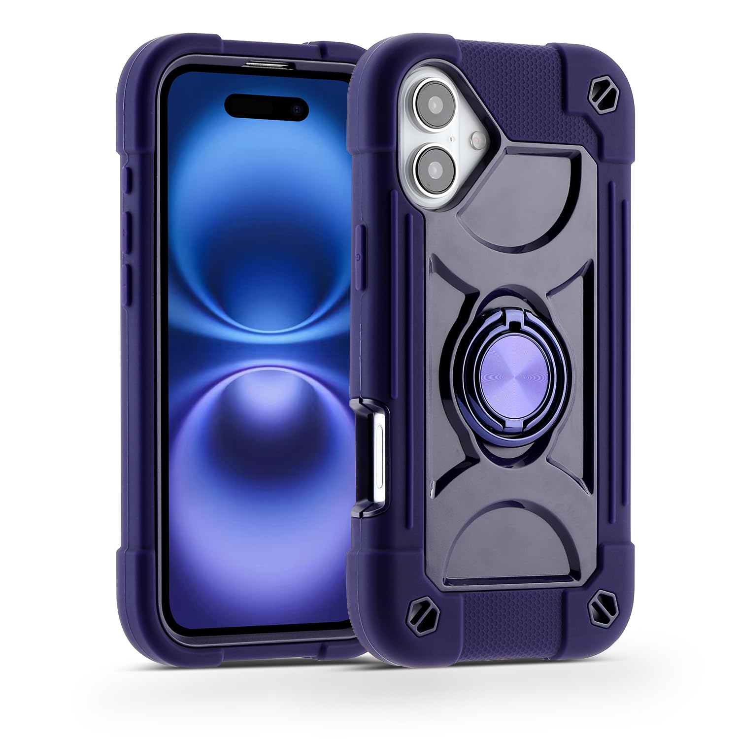 MARKILL Compatible with iPhone 16 Plus Case 6.7 Inch with 360 Degree Rotate Ring Stand, Military Grade Drop Protection Full Body Rugged Protective iPhone 16 Plus Case Kids