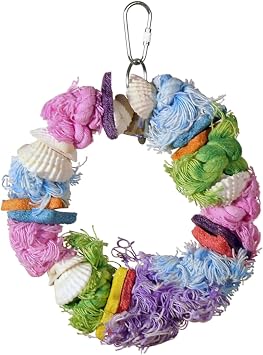 Prevue Pet Products CalSeaYums Dollar Bird Toy - Natural Sea Shell Bird Toy for Parakeets, Cockatiels, Conures, More, with QuickLink Attachment, Hanging Cage Accessories for Small & Medium Birds
