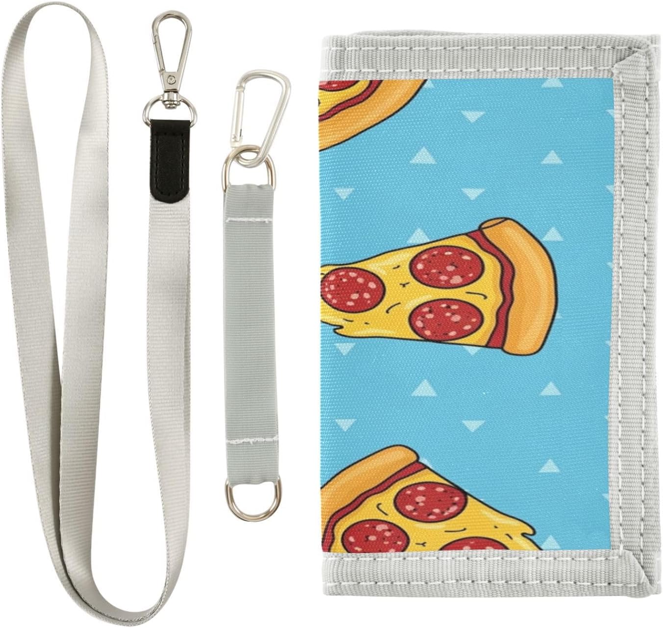 Kids Trifold Wallets Pizza Slice on Blue Personalized Novelty Wallet Outdoor Travel Wallet Coin Pocket Card Holders for Birthday Christmas Gift