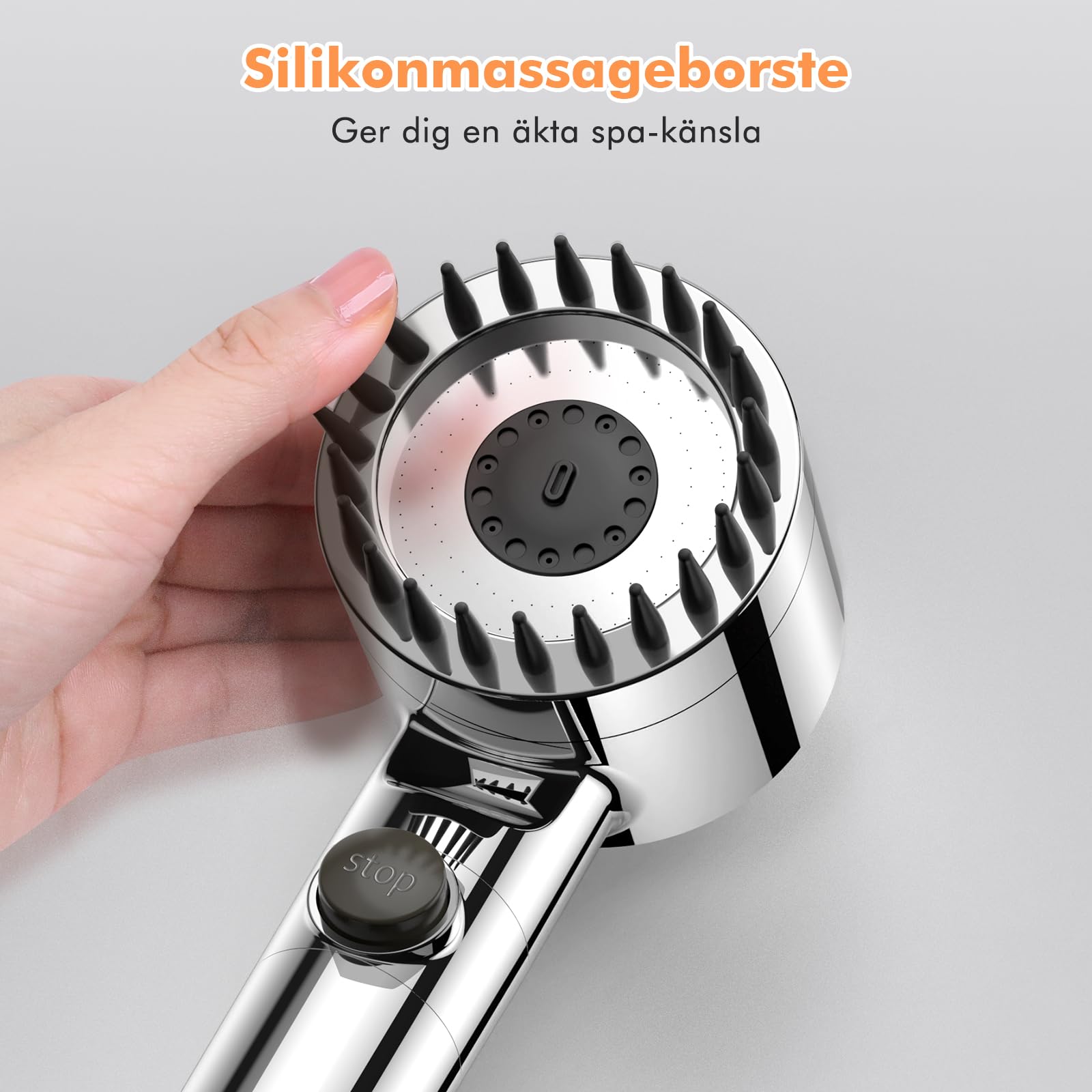MEKO Soffione Doccia con Filtro a 15 Fasi, Soffione Anticalcare con Tubo da 1,5M, 3 + 1 Tipi di Getti per Soffione Doccia ad Alta Pressione e Risparmio Idrico-Argento Cromato