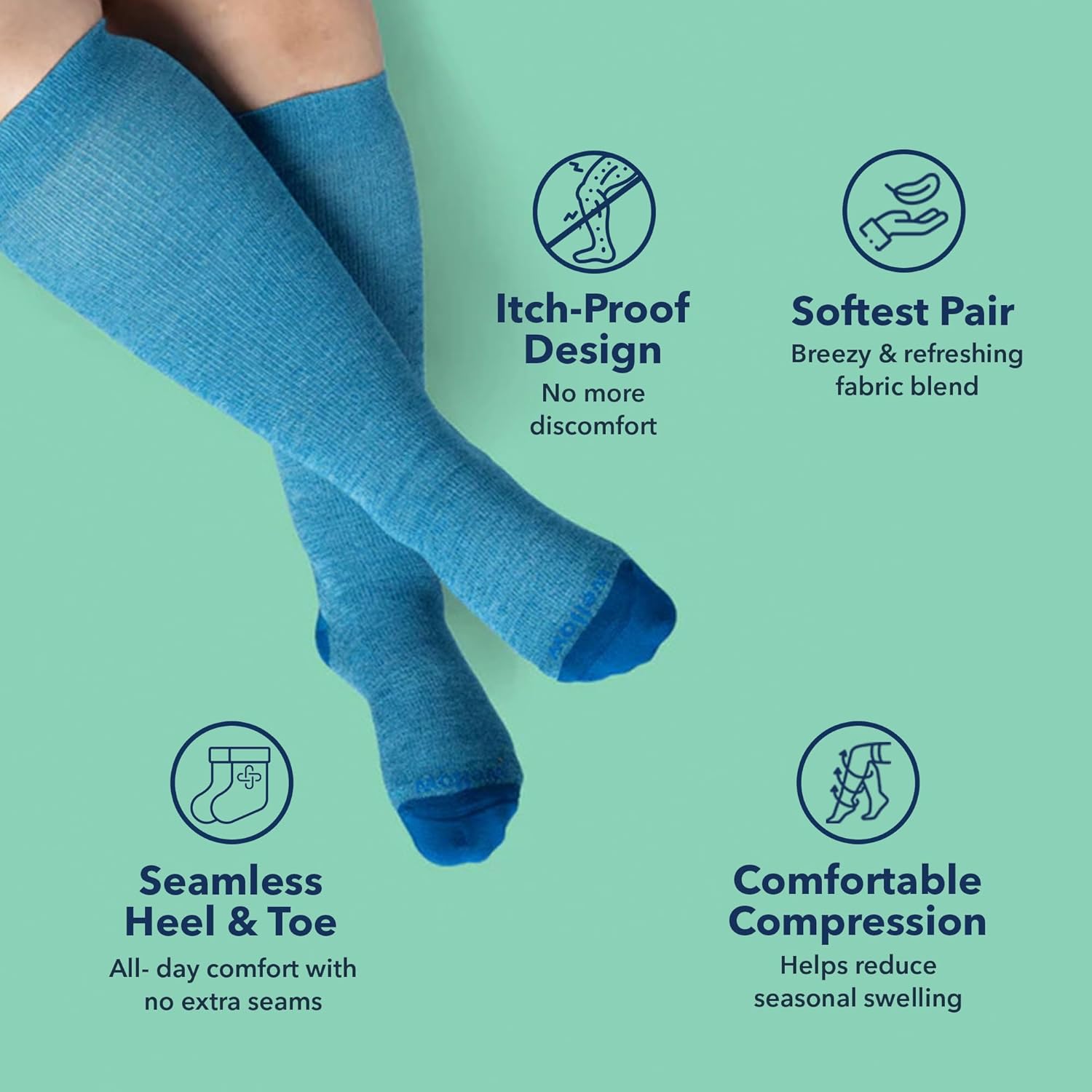 Wellow Wide Calf Compression Socks, Knee High Support, Fit for Men & Women, 18-25 mmHg, Made with Viscose from Bamboo - Image 4