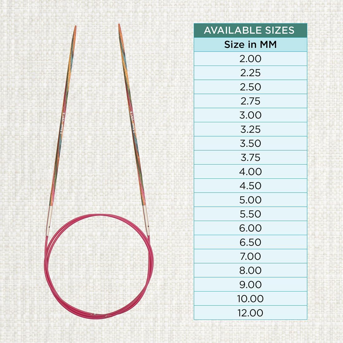 Knit Pro 40 cm x 2.5 mm Symfonie Fixed Circular Needles, Multi-Color