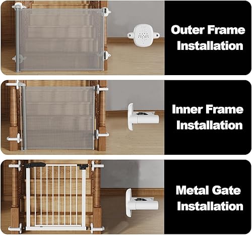 Miniatura 7 de Juego de 2 unidades, kit de montaje para puerta de bebé, adaptador de barandilla sin taladro, se adapta a postes de 1.5 a 3.5 pulgadas de ancho,