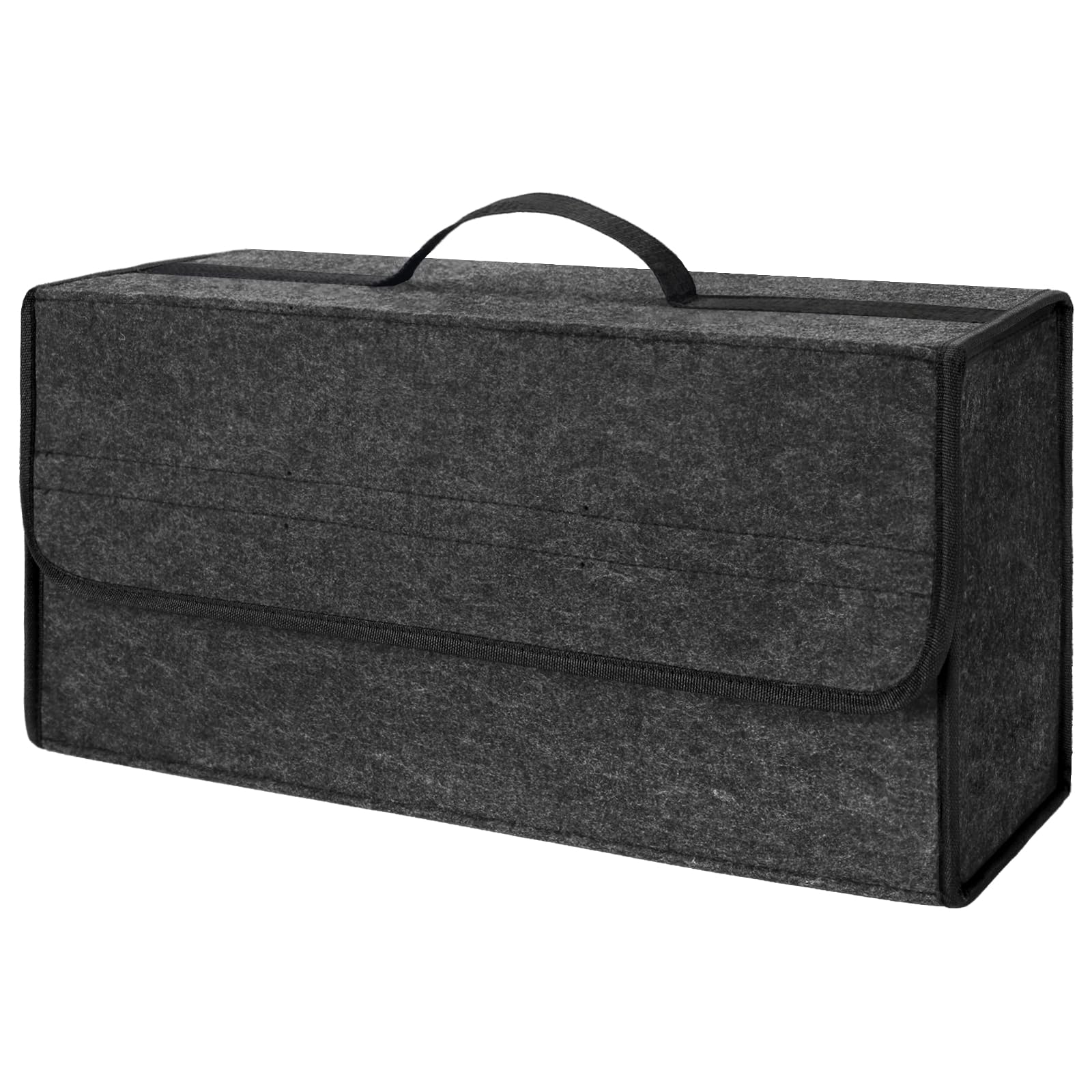 Ezvezs Grey Car Boot Organiser Bag,Foldable Boot Storage Box With Lid, Anti-Slip Car Organiser For Tools Travel Emergency Tidy Van Caravan,Felt Trunk Organiser Suitable For All Vehicles, Dark (1Pc)