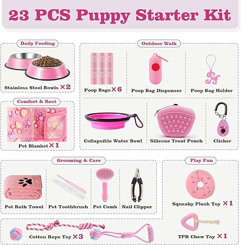 Miniatura 2 de Kit de inicio para cachorros Esenciales para cachorros y cosas para perros pequeños, incluye cuencos, juguetes, cepillo de dientes, bolsa de