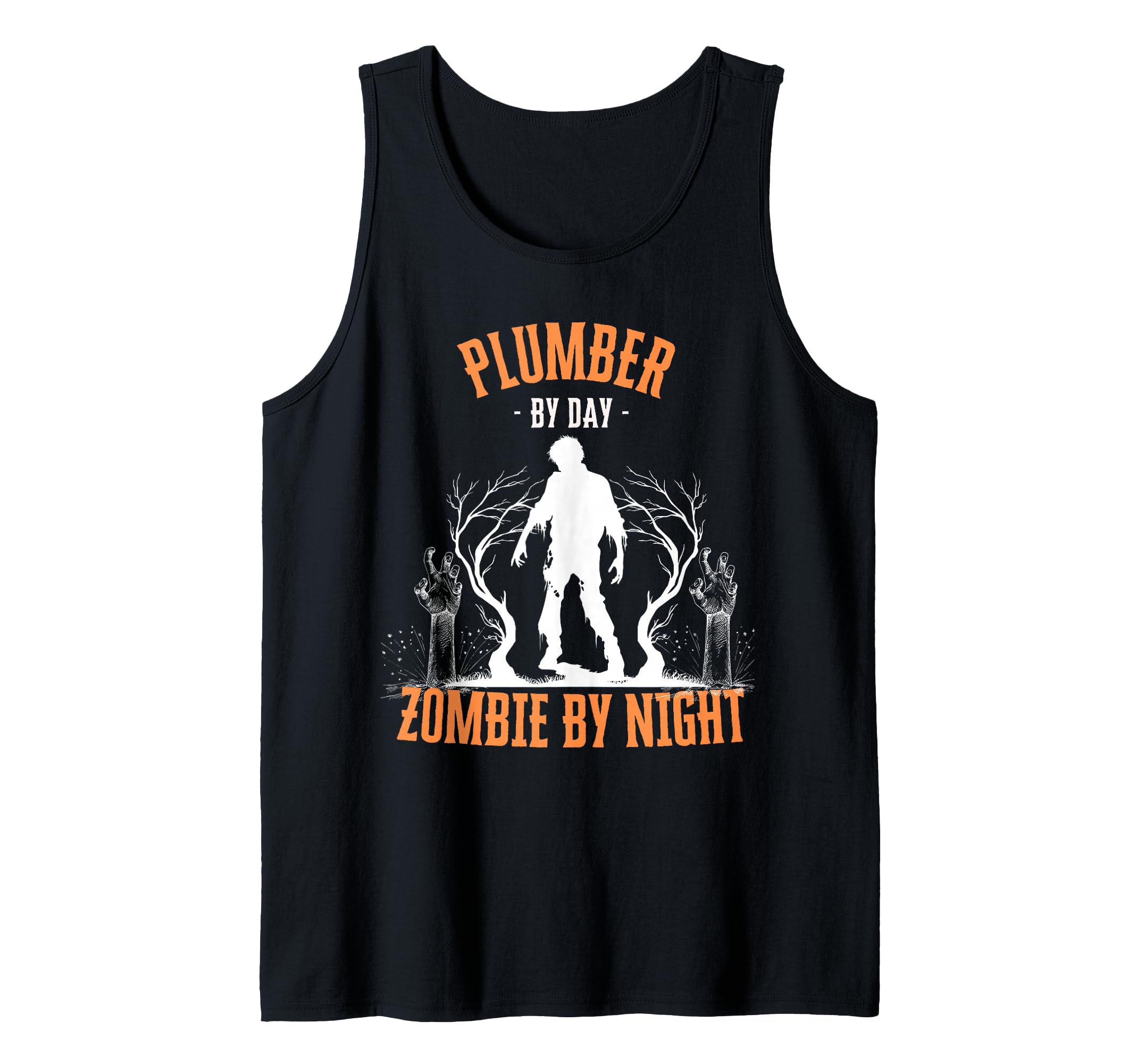 Fontanero de día Zombie por la Noche Divertido Halloween Espeluznante Aterrador Camiseta sin Mangas