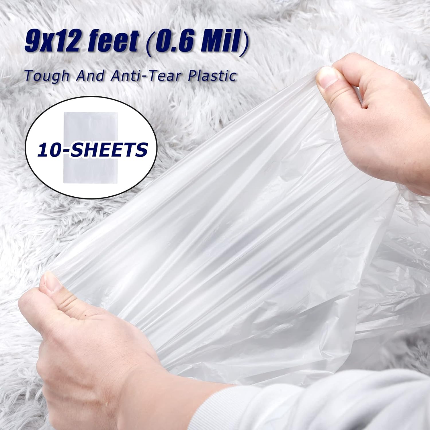 Coyacool 10 Sheets Clear Plastic Sheeting, Drop Cloths for Painting,9x12ft Painters Plastic Tarp Waterproof Dustproof, Tear Resistance Multi-Purpose Furniture Cover Floor Wall Protection Film - - 