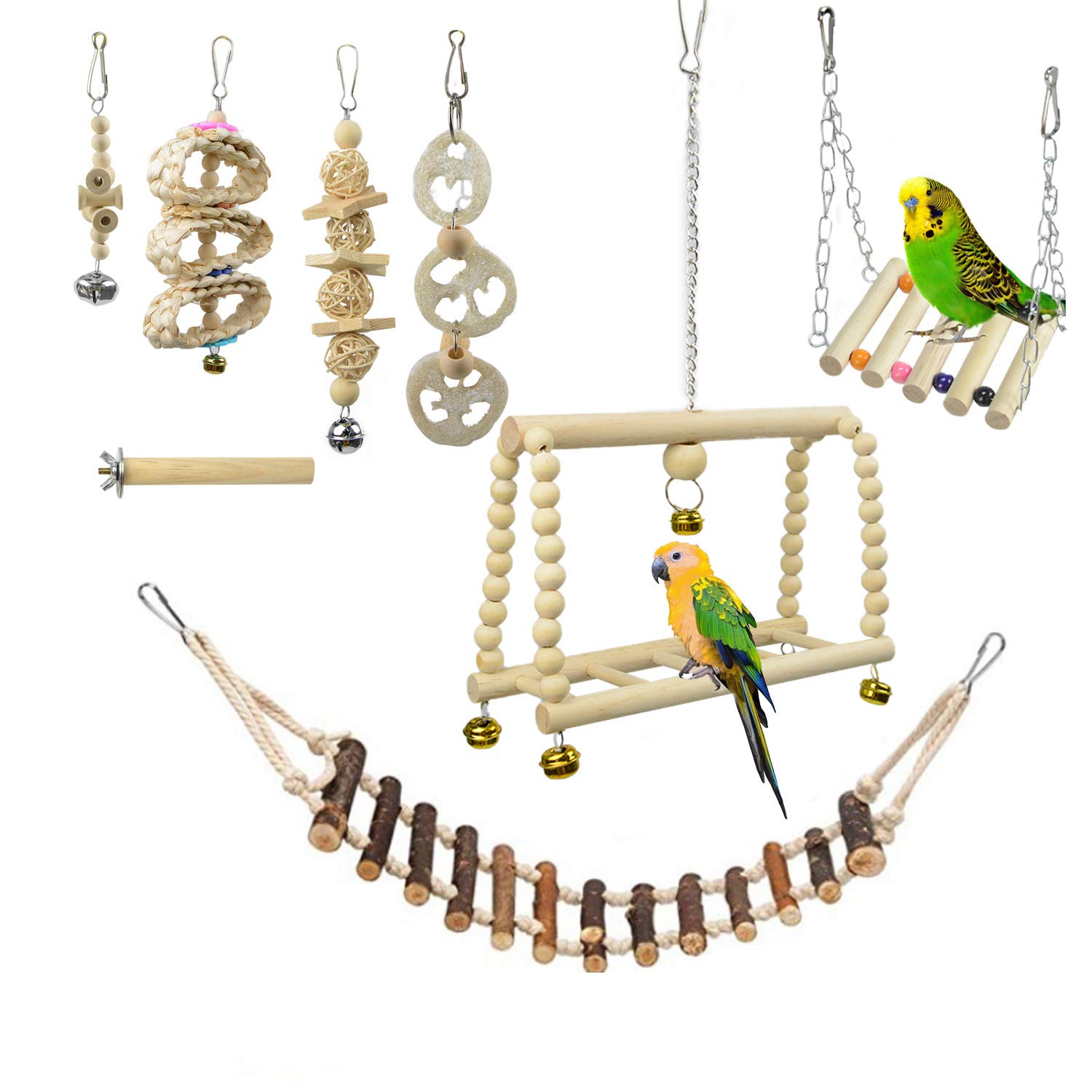 Buy aleawol 8 Pcs Bird Cage Toys Parrot Toys Parrot Chewing Toys Parrot
